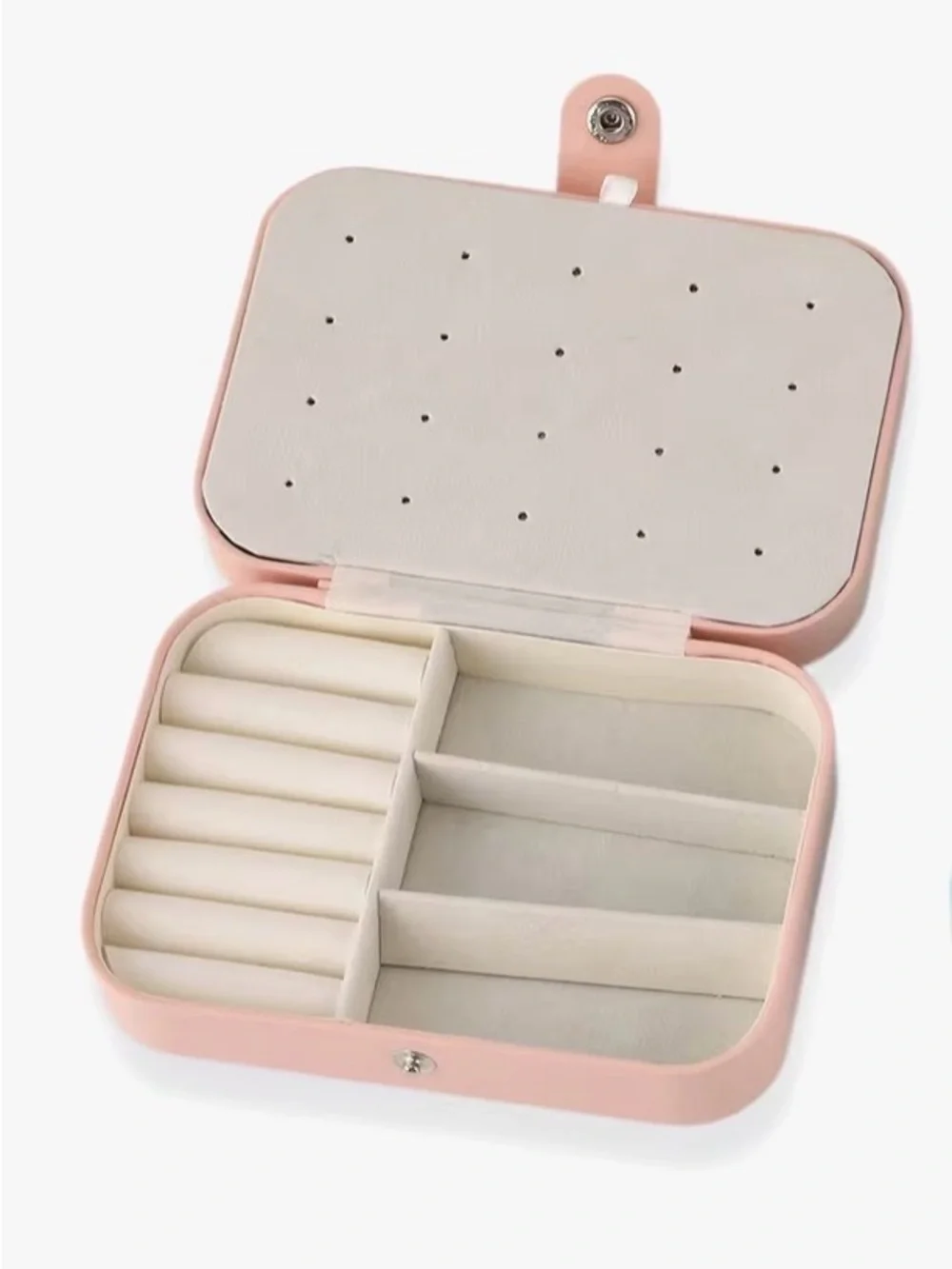 Compact Pink Jewelry Organizer Box - Travel Jewelry Case